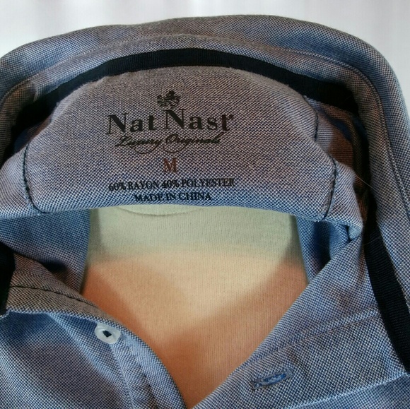 Nat Nast Polo Medium Blue Polyester/Rayon Blend - Picture 3 of 4
